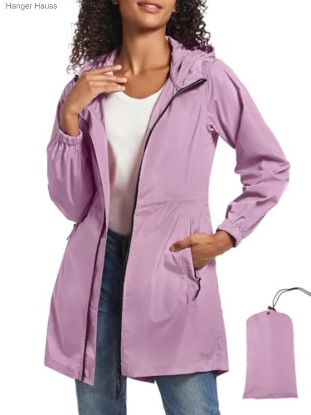 Women's Waterproof Raincoat Lightweight Packable Hooded Windbreaker
